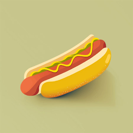 hot dog. vector illustration. Isolated on a green background.の素材