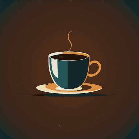 Coffee cup icon on brown background. Vector illustration. Eps 10.の素材