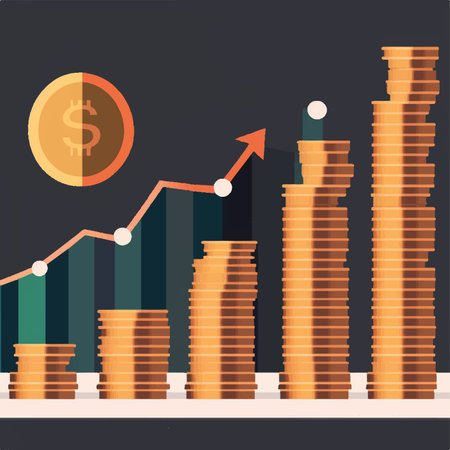 Investment concept, Coins graph. illustration in flat style.の素材