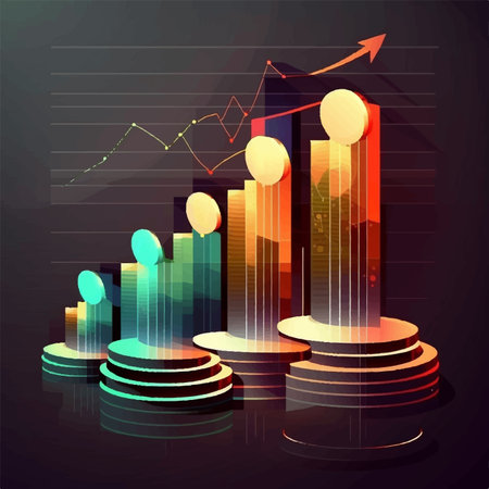 Business graph on a dark background. illustration.の素材