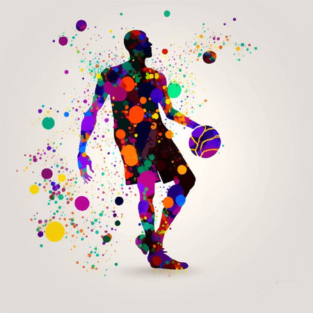 Silhouette of basketball player illustration flat designの素材