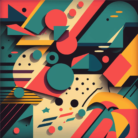 Retro style colorful background with flat designedの素材