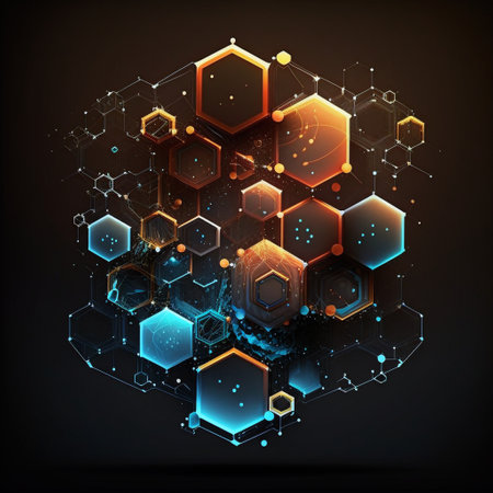 Hexagonal abstract shapes technology and sci-fi backgroundの素材