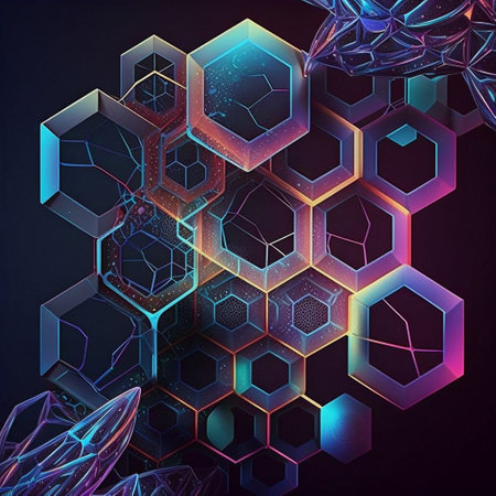 Hexagonal abstract shapes technology and sci-fi backgroundの素材