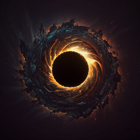 Black hole panoramic illustration view from dark spaceの素材