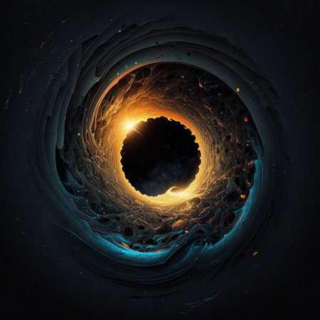 Black hole panoramic illustration view from dark spaceの素材