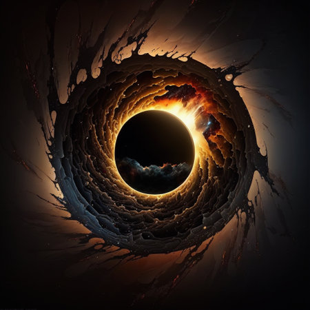 Black hole panoramic illustration view from dark spaceの素材