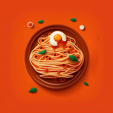 Minimal style of italian pasta food viewの素材