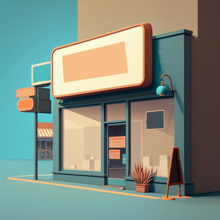 Empty sign shop view in street minimal styleの素材