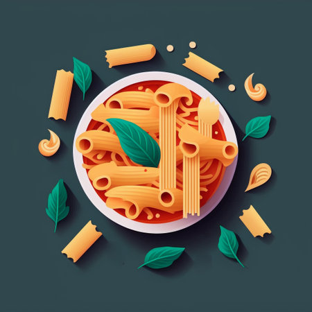Minimal style of italian pasta food viewの素材