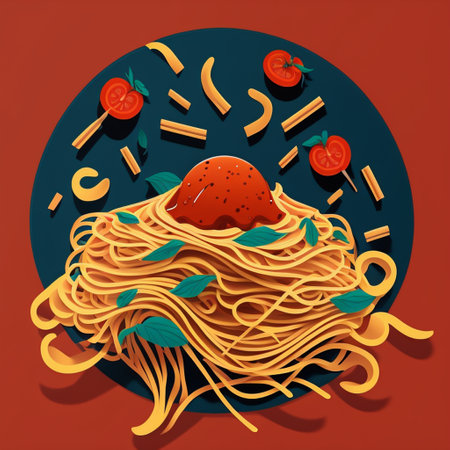 Minimal style of italian pasta food viewの素材
