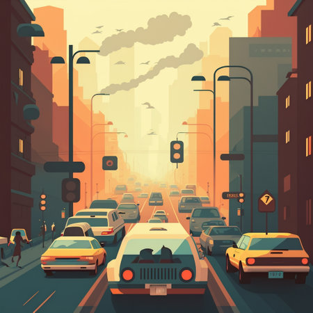 City air pollution from car exhaustの素材
