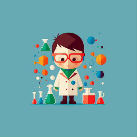 Toddler scientist experiment concept minimalissmの素材