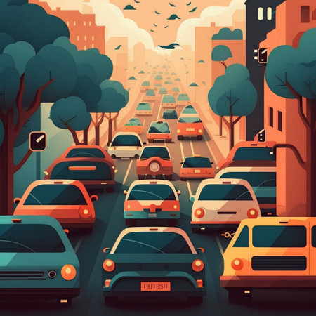 City air pollution from car exhaustの素材