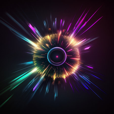 Abstract colorful lines over black technology conceptの素材