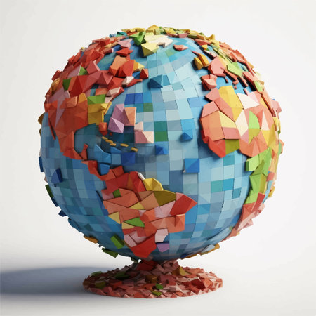 Colorful view of planet earth in plain and simple designの素材