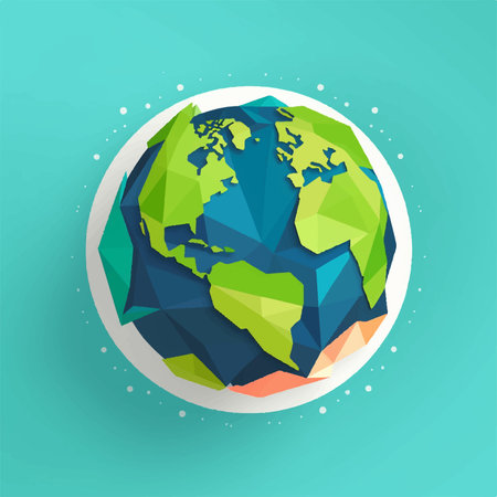 Colorful view of planet earth in plain and simple designの素材