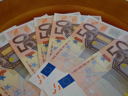 50 euro bank notesの写真素材