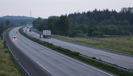 freeway - little traffic - dawnの写真素材