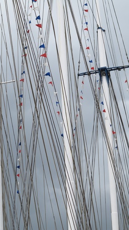 yacht harbor - party flagsの写真素材