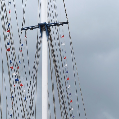 party flags and sailing ship abstractの写真素材