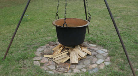 pot and fireplaceの写真素材