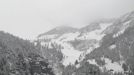 winter in the mountains - the Alps in Europeの写真素材