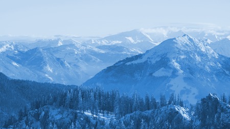fog at the summit of the Alps in Europeの写真素材
