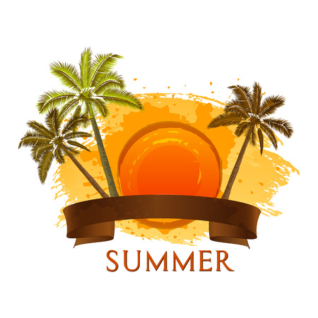 Grungy tropical palm tree graphicのイラスト素材