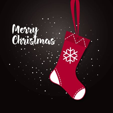 illustration of shiny red Christmas stocking with cool presents. Christmas socks iconのイラスト素材