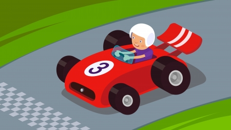 Guy driving a race car to successのイラスト素材