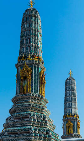 Beautiful Stupa. Temple Wat Pho in Bangkok, Thailand. Selective focusの写真素材