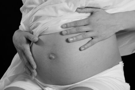 Pregnant woman - black & white