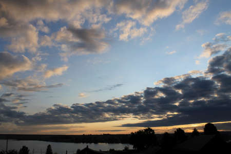Sunset over the lakeの写真素材