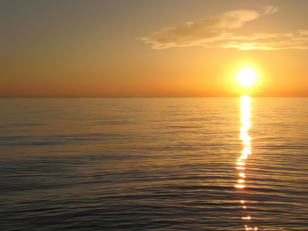 Orange sunset on the sea waves evening beachの写真素材