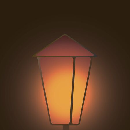 lantern shining in the dark in centerの写真素材