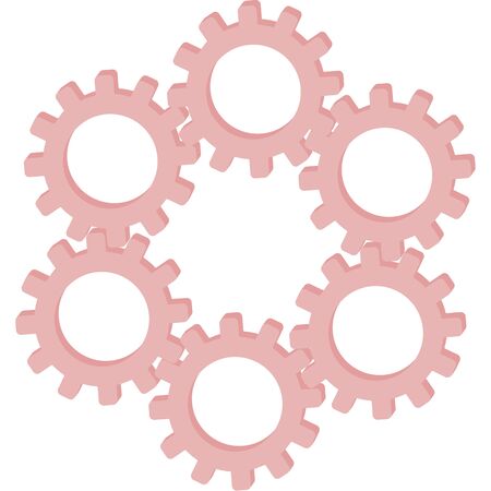 Six pink gear in one circuitの写真素材