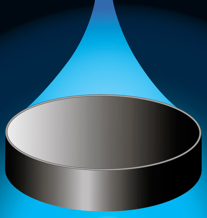 flying hockey puck on a dark blue backgroundのイラスト素材