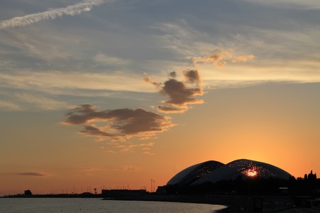 embankment of the Black Sea evening skyの写真素材