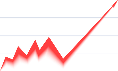 red arrow graph rising on a white backgroundのイラスト素材