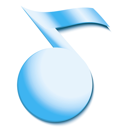 blue musical note with shadow on a white backgroundのイラスト素材