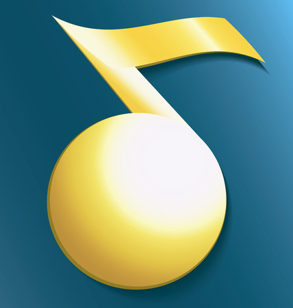Gold musical notes on a blue background flatのイラスト素材