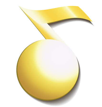 gold metal musical note with shadowの写真素材