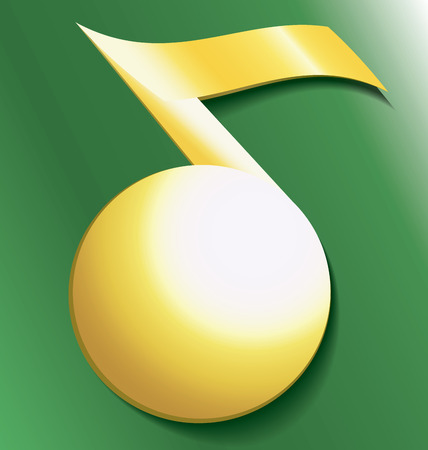 Gold musical notes on a green backgroundの写真素材
