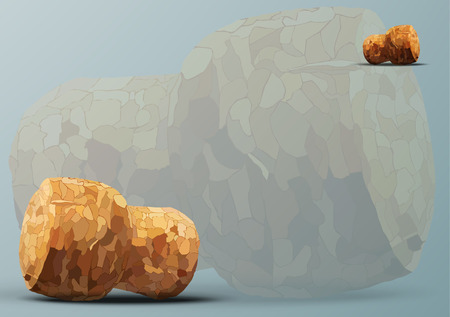 Two champagne corks are on the background of the thirdのイラスト素材