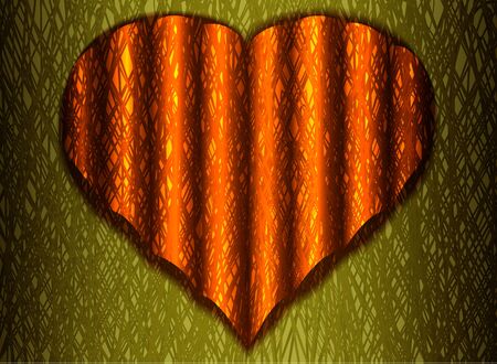 corrugated web of red heart on a yellow backgroundのイラスト素材