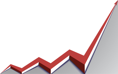 red arrow graph goes up gray backgroundのイラスト素材