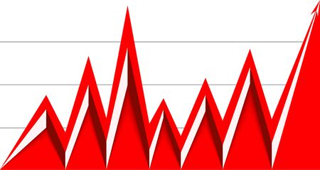 Red arrow graph down and goes up with a gridのイラスト素材