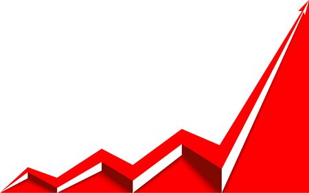 Red arrow graph rising white backgroundのイラスト素材