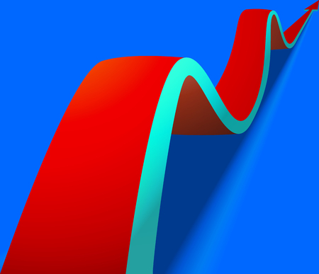 wavy red arrow on blue backgroundのイラスト素材